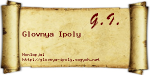 Glovnya Ipoly névjegykártya